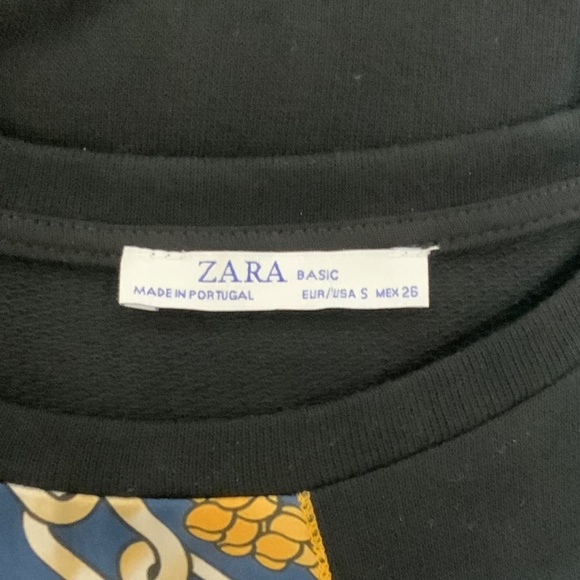 Zara Scarf Chain Satin Print Black Long Sleeve Midi Sheath Dress Size Small - Picture 7 of 10